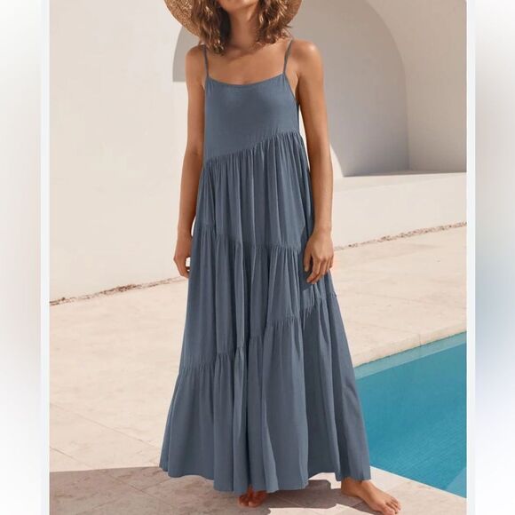 ANRABESS SUMMER SPAGHETTI STRAP BEACH MAXI LONG DRESS | Size Large - Picture 1 of 8